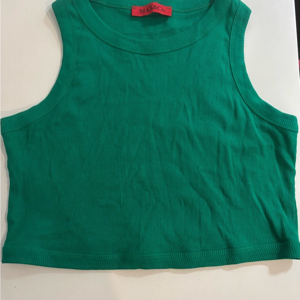 Max & Co. Green Ribbed Tank Top